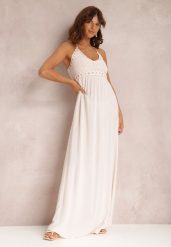 Jasnoróżowa Sukienka Hirlia. Czerwone sukienki damskie Renee, m, bez wzorów, z bawełny, boho, bez kołnierzyka, bez ramiączek, maxi. Za 69.99 zł.