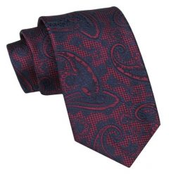 Klasyczny Męski Krawat - ALTIES - Ciemna Czerwień, Paisley. Czerwone krawaty i muchy Alties, bez wzorów, z tkaniny, eleganckie. Za 49.00 zł.
