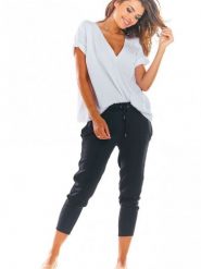 Spodnie Damskie Model A306 Black - awama. Czarne spodnie materiałowe damskie Awama, na lato, bez wzorów, z elastanu, eleganckie, plus size. Za 254.00 zł.