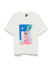 Vero Moda T-Shirt Salli Mette 10344804 Biały Regular Fit. Białe t-shirty damskie Vero Moda, s, bez wzorów, z bawełny, bez kołnierzyka, bez ramiączek. Za 79.99 zł.
