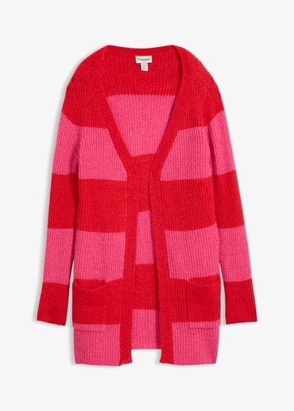 Długi sweter rozpinany. Czerwone kardigany damskie bonprix, bez wzorów, bez kołnierzyka. Za 149.99 zł.