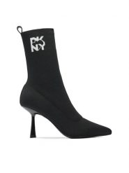 DKNY Botki Sansa K2490325 Czarny. Czarne botki damskie DKNY, bez wzorów, z materiału, bez obcasa, na szpilce, bez zapięcia. Za 1,049.00 zł.