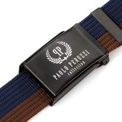 Pasek parciany PAOLO PERUZZI PW-11-PP 125 cm brązowo-granatowy. Brązowe paski męskie Paolo Peruzzi, z materiału. Za 34.99 zł.