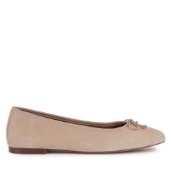 Baleriny Geox. Brązowe balerinki damskie Geox, bez wzorów, bez obcasa, bez zapięcia. Za 279.99 zł.
