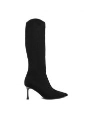 JENNY Kozaki CEO-LD09601 Czarny. Czarne kozaki damskie Jenny, bez wzorów, z materiału, bez obcasa, na szpilce, bez zapięcia. Za 229.99 zł.