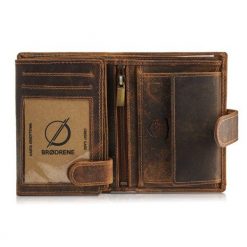 Męski Portfel Brødrene G-28 z Zapięciem Brązowy. Brązowe portfele męskie Brødrene, bez wzorów, ze skóry. Za 65.00 zł.