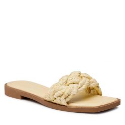 Klapki JENNY. Brązowe klapki damskie Jenny, bez wzorów, bez obcasa, bez zapięcia. Za 119.99 zł.