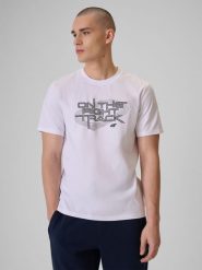 4F T-shirt regular z nadrukiem męski - biały XXL. Białe t-shirty męskie 4F, m, bez wzorów, z bawełny, bez kołnierzyka, bez ramiączek. Za 69.99 zł.