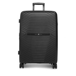 Walizka średnia Beverly Hills Polo Club. Czarne walizki damskie Beverly Hills Polo Club, bez wzorów, średnie. Za 359.99 zł.