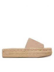 Calvin Klein Klapki Flatf Espa Mule Nub Mg HW0HW02890 Beżowy. Brązowe klapki damskie Calvin Klein, bez wzorów, z nubiku, bez obcasa, bez zapięcia. Za 258.99 zł.