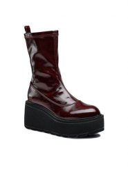 Jenny Fairy Botki LS5796-02A Bordowy. Czerwone botki damskie Jenny Fairy, bez wzorów, ze skóry, bez obcasa, na koturnie, bez zapięcia. Za 109.99 zł.