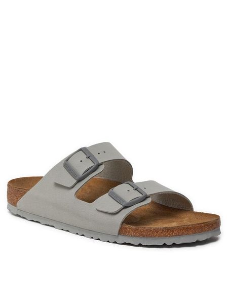 Birkenstock Klapki Arizona 1027696 Szary. Szare klapki męskie Birkenstock, bez wzorów, ze skóry, bez zapięcia. Za 379.99 zł.
