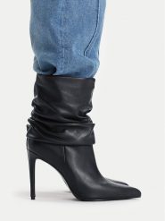 Eva Minge Botki EO-SLT2502H-07-17-1 Czarny. Czarne botki damskie Eva Minge, bez wzorów, ze skóry, bez obcasa, na szpilce, bez zapięcia. Za 599.99 zł.