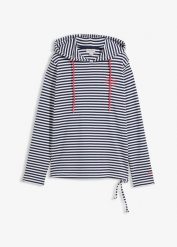 Bluza z materiału interlock z bawełny organicznej. Szare bluzy damskie bonprix, bez wzorów, z bawełny, bez ramiączek. Za 129.99 zł.