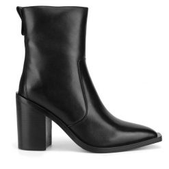 Botki GINO ROSSI. Czarne botki damskie Gino Rossi, bez wzorów, bez obcasa, na słupku, bez zapięcia. Za 479.99 zł.