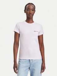 Karl Lagerfeld Jeans T-Shirt A1W17004 Różowy jasny Slim Fit. Czerwone t-shirty damskie Karl Lagerfeld Jeans, l, bez wzorów, z bawełny, bez kołnierzyka, bez ramiączek. Za 219.99 zł.