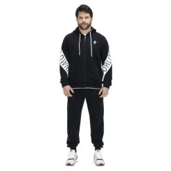 „Worldwide” Sportowy dres męski. Czarne komplety dresowe męskie LEONE 1947 APPAREL, m, bez wzorów, z dresówki. Za 168.36 zł.