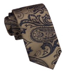 Elegancki Męski Krawat - Alties - Jasnobrązowy w Duży Wzór Orientalny. Krawaty i muchy Alties, bez wzorów, z tkaniny, eleganckie. Za 49.00 zł.
