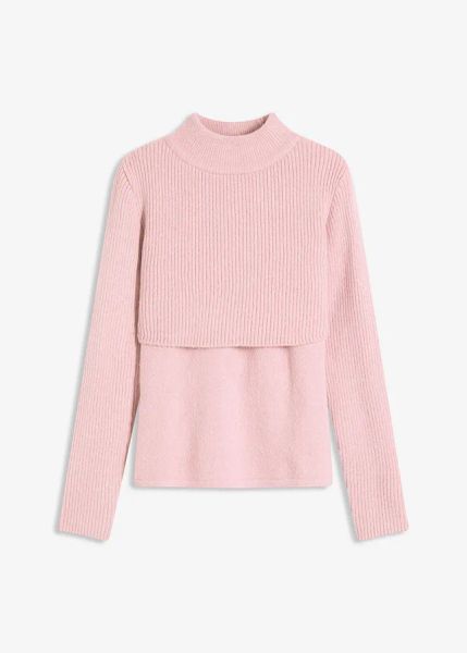 Sweter warstwowy. Czerwone swetry nierozpinane damskie bonprix, bez wzorów, bez kołnierzyka, bez ramiączek. Za 99.99 zł.