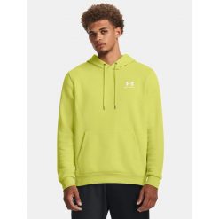 Bluza fitness męska UNDER ARMOUR Icon Fleece Hoodie z kapturem. Żółte bluzy męskie Under Armour, m, bez wzorów, casualowe, bez ramiączek, z kapturem. W wyprzedaży za 198.69 zł.