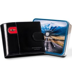Portfel męski Peterson PTN 22301L-VT-E czarny. Czarne portfele męskie Peterson, bez wzorów, ze skóry. Za 169.99 zł.