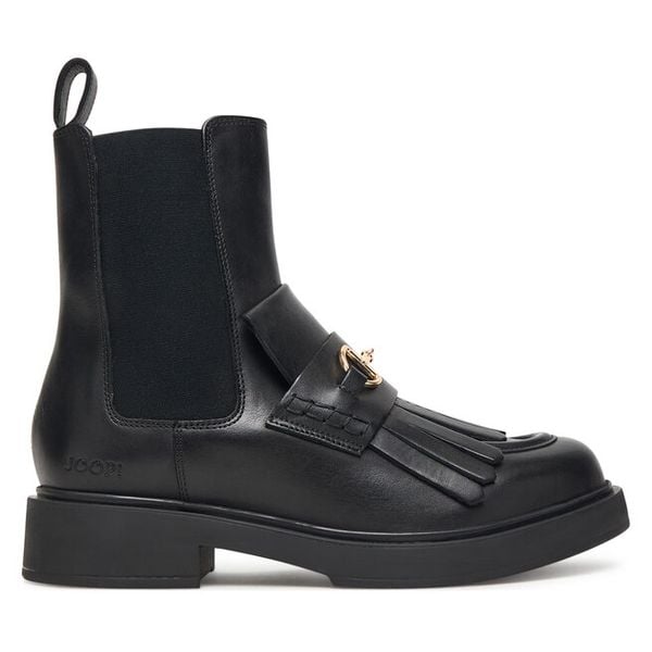 Sztyblety JOOP!. Czarne botki damskie JOOP!, bez wzorów, bez obcasa, na płaskiej podeszwie, bez zapięcia. Za 779.99 zł.