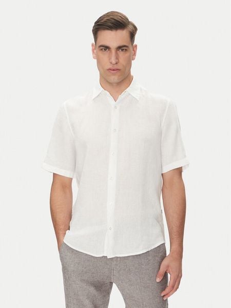 BOSS Koszula 50537382 Biały Regular Fit. Białe koszule męskie Boss, l, bez wzorów, ze lnu, bez kołnierzyka, bez ramiączek. Za 284.99 zł.