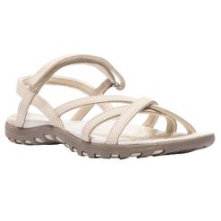 Sandały Damskie Kimbra. Brązowe sandały damskie Trespass, bez wzorów, z materiału, bez obcasa, bez zapięcia. Za 215.99 zł.