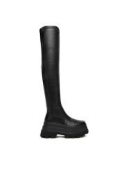 DeeZee Kozaki 2163-11 Czarny. Czarne kozaki damskie DeeZee, bez wzorów, z materiału, bez obcasa, na płaskiej podeszwie, bez zapięcia. Za 249.99 zł.