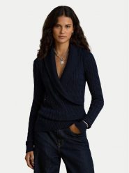 LAUREN RALPH LAUREN Sweter 200P14042002 Granatowy Relaxed Fit. Niebieskie swetry nierozpinane damskie Lauren Ralph Lauren, s, bez wzorów, z bawełny, bez kołnierzyka, bez ramiączek. Za 806.99 zł.