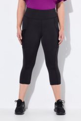 Damskie Legginsy 3/4 długość do łydek wysoki stan szybkoschnący materiał. Czarne legginsy damskie Ulla Popken, plus size, bez wzorów, z elastanu, z podwyższonym stanem. Za 239.99 zł.