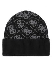 Guess Czapka AM9677 VIS01 Czarny. Czarne czapki damskie Guess, na zimę, z aplikacjami, z wiskozy. Za 194.99 zł.