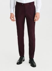 PAKO LORENTE - Bordowe spodnie ganiturowe. Czerwone eleganckie spodnie męskie Pako Lorente, bez wzorów, z elastanu. Za 599.99 zł.