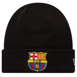 Czapka męska Core Cuff Beanie FC Barcelona Hat. Czarne czapki męskie New Era, bez wzorów. Za 129.99 zł.