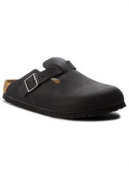 Birkenstock Klapki Boston Bs 0059463 Czarny. Czarne klapki damskie Birkenstock, bez wzorów, ze skóry, bez obcasa, bez zapięcia. Za 439.99 zł.
