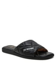 LOVE MOSCHINO Klapki JA28072G1IIE0000 Czarny. Czarne klapki damskie Love Moschino, bez wzorów, ze skóry, bez obcasa, bez zapięcia. Za 579.99 zł.