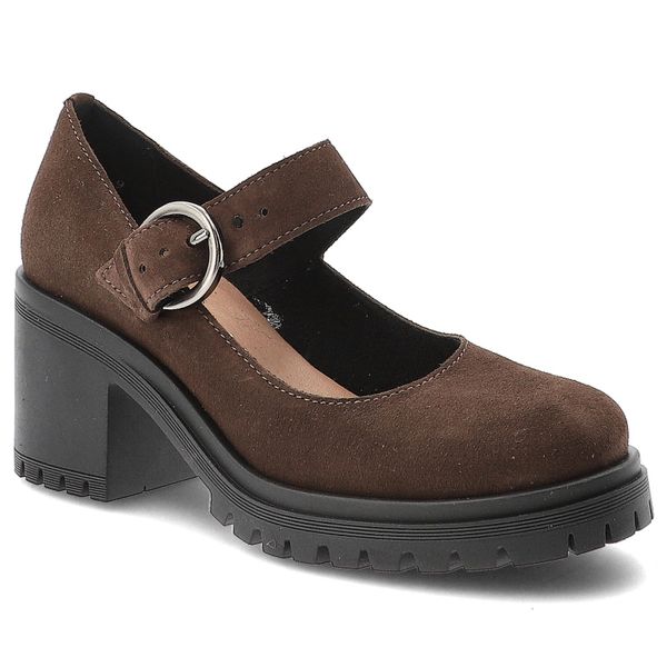 Czekoladowe Półbuty Armodo Skórzane Obuwie Damskie Na Obcasie. Brązowe półbuty damskie Armodo, bez wzorów, z weluru, eleganckie, bez obcasa, na obcasie, bez zapięcia. Za 297.99 zł.