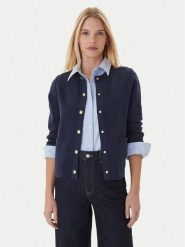 Tommy Hilfiger Kardigan WW0WW40846 Granatowy Regular Fit. Niebieskie kardigany damskie Tommy Hilfiger, xs, bez wzorów, z bawełny, bez kołnierzyka. Za 599.99 zł.