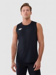 4F Tank top treningowy szybkoschnący męski - czarny L. Czarne koszulki sportowe męskie 4F, l, bez wzorów, z dzianiny, bez ramiączek, na fitness i siłownię. Za 119.99 zł.