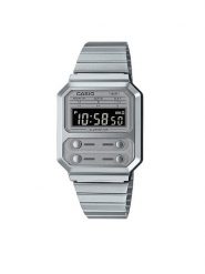 Casio Zegarek Vintage A100WE-7BEF Srebrny. Szare, cyfrowe zegarki męskie Casio, bez wzorów, srebrne. Za 199.99 zł.