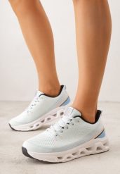 Niebieskie Buty Sportowe na Grubej Geometrycznej Podeszwie Alexusa. Niebieskie obuwie sportowe damskie Born2be, bez wzorów, z dresówki, bez zapięcia. Za 119.99 zł.