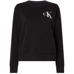 Bluza Calvin Klein Institutional Crew, Kobiety. Czarne bluzy damskie Calvin Klein, bez wzorów, z bawełny, bez ramiączek, bez kaptura. Za 390.00 zł.