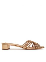 LAUREN RALPH LAUREN Klapki Fay 802966855001 Złoty. Żółte klapki damskie Lauren Ralph Lauren, bez wzorów, ze skóry, bez obcasa, bez zapięcia. Za 399.99 zł.