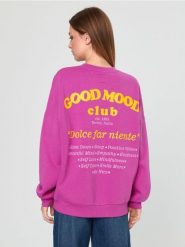 Bluza z haftem - fioletowy. Fioletowe bluzy damskie Sinsay, l, bez wzorów, bez ramiączek, bez kaptura. Za 69.99 zł.