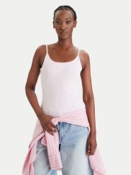 Tommy Jeans Top DW0DW22278 Różowy Slim Fit. Czerwone topy damskie Tommy Jeans, m, bez wzorów, z bawełny, bez kołnierzyka, bez ramiączek. Za 149.99 zł.