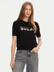 Guess Sweter W5YR25 Z2NQ2 Czarny. Czarne swetry nierozpinane damskie Guess, s, z aplikacjami, bez kołnierzyka, bez ramiączek. Za 249.99 zł.