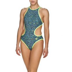 Strój kąpielowy damski jednoczęściowy sportowy na basen Arena Leopard. Zielone stroje kąpielowe damskie ARENA, s, bez wzorów. Za 171.98 zł.