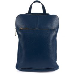 Plecak skórzany torebka 2w1 Vera Pelle S40 granatowy. Niebieskie plecaki damskie bez wzorów, ze skóry, eleganckie. Za 274.99 zł.