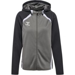 Damska bluza z kapturem na zamek Hummel Lead 2.0. Czarne bluzy damskie Hummel, bez wzorów, z dresówki, bez ramiączek, z kapturem. W wyprzedaży za 233.50 zł.