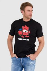 DSQUARED2 Czarny t-shity męski leaf buddy. Czarne t-shirty męskie Dsquared2, l, bez wzorów, bez kołnierzyka, bez ramiączek. W wyprzedaży za 699.99 zł.